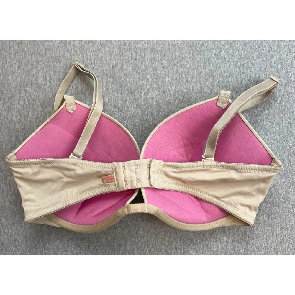 Victorias Secret PINK Bra Womens 32DD Beige Wear Everywhere Super Push Up